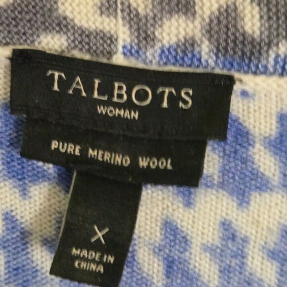 Talbots Woman Pure Merino Wool Houndstooth Paisley Cardigan Sweater Size 1X - Picture 6 of 7